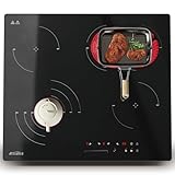 COVERCOOK 60cm Cerankochfeld, 4 Zonen Kochfelder mit Autark, Bräterzone, Slider-Bedienung, 9...
