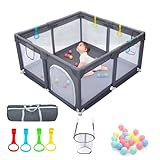 CHOLY Baby Playpen for Babies and Toddlers, Durable Play Pen with Visible Breathable Mesh, Foam...