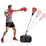 COSTWAY Punchingball 140-158cm höhenverstellbar, Boxsack Set freistehend, Standboxball mit...