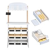 mamabrum Kaufmannsladen-Set aus Holz - Marktstand mit Registrierkasse, Terminal & Kreidetafel -...