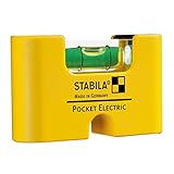 STABILA Mini-Wasserwaage Pocket Electric, 7 cm, starker Seltenerd-Magnet, 1 Horizontal-Libelle, Made...