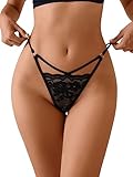 GORGLITTER Tanga Damen Sexy Spitze Durchsichtig Unterwäsche Mit Spitze Cut Out String Tanga Spitzen...