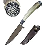Funk Hirschhorn Trachtenmesser mit Zierkappe - Edelweiß - Rostfrei - Naturprodukt vereint mit Stahl...
