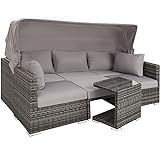 TecTake 800771 Aluminium Poly Rattan Lounge Set, 16-teilig, wetterfest, Garten Sofa mit Sonnendach,...