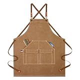 Kochschürze für Herren, aus Segeltuch, mit Taschen, Kreuzrücken, verstellbare Schürze, S-XXXL,...