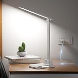 Ylatoial Schreibtischlampe LED Dimmbar, LED Tischlampe mit 5 Farben und 10 Helligkeitsstufen, USB...