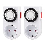 Mechanische Zeitschaltuhr Steckdose, HBN 2er Set Tageszeitschaltuhr Analoge Zeitschalt-Steckdose...