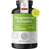 NATURE LOVE® Magnesium Komplex - 180 Kapseln - 400mg elementares je Tagesdosis - Magnesiumcitrat,...