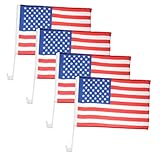 PAMINGONO 4 Stück Amerikanische Flagge Auf Dem Auto Usa Autoflagge Patriotischer Autofenster Clip...