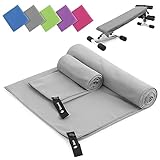 Mikrofaser Handtuch 2er Set | 180x60cm Groß Badetuch + 80x40cm Klein Hand Gesichtshandtuch |...