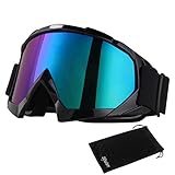 Japace Motorradbrillen Skibrille Anti Fog UV Schutzbrille mit Double Lens Schaumstoffpolsterung für...