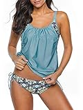 PONCEAU Damen Tankini Bauchweg Zweiteilig Badeanzug Zweiteiliger Tankini Set mit Slip Push Up...