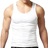 Herren Tanktop Gym Stringer Shirt Baumwolle Muskel Fitness Tanks Fitness Ärmelloser T-Shirt Weiss L