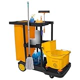 bimiti Profi Putzwagen Reinigungswagen mit extra groß Tasche, 113 x 56 x 93 cm, 3 Ebenen...