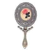 TOPBATHY Vintage Handspiegel mit Griff Kompakter Leichter Einseitiger Kosmetikspiegel im Retro Stil...