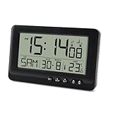 Lafocuse Digitaler Funkwecker mit Nachtlicht, Batteriebetrieben, Snooze, Temperaturanzeige und...