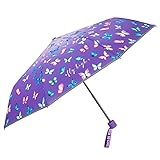 PERLETTI Violett Kinder Regenschirm für Mädchen - Kinderschirm Reflektierend mit Rosa Blau...