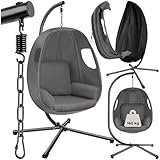 tectake® Hängesessel mit Gestell, Indoor oder Outdoor, Schaukel Sessel mit Kissen + Rückenkissen,...