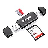 Vanja SD/Micro SD Kartenleser, Micro USB OTG Adapter und USB 2.0 kartenlesegerät für SDXC, SDHC,...