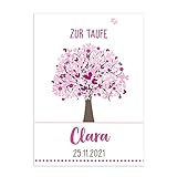 Herz & Heim® Klappkarte zur Taufe mit Lebensbaum in 3 verschiedenen Farben Rosa