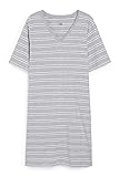 C&A Damen Bigshirt Nachthemd Viskose|Baumwolle Streifen weiß/grau M
