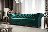Möbel Gorecki | Chesterfield-Sofa Dreisitzer-Sofa | 3-Sitzer Couch mit Holzfüßen | Polstersofa...