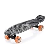 Monzana® Skateboard 22 Zoll ABEC 7 LED Leuchtrollen Pennyboard Longboard Retro Design Erwachsene...