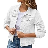 Generisch Damen Slim Fit Jeansjacke Übergangsjacke Leichte Skinny Stretch Jacke Denim Casual...