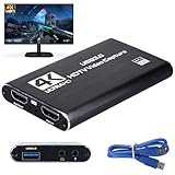 USB 3.0 Video Capture Card 4K HDMI mit Loop-Out, 1080P 60FPS Aufnahmegerät für Streaming, 4K HDMI...
