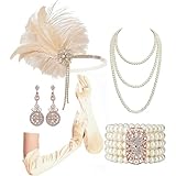 Generisch 2026 Karneval 1920er Jahre Gelb Feder Fransen Stirnband Maskerade Party Stil Zubehör Set...