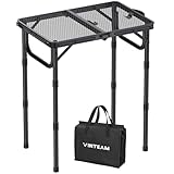 VINTEAM Campingtisch Klappbar 58x40cm, 3 Höhenverstellbar Leicht & Tragbar, Aluminium Metallgitter,...