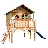 AXI Spielhaus Sophie mit Blaue Rutsche | Stelzenhaus in Braun & Grün aus FSC Holz für Kinder |...
