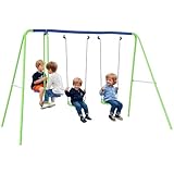 Outsunny Schaukelgestell Kinderschaukel mit Wippe, 2 Schaukeln, Gartenschaukel mit verstellbarem...