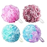 flintronic 4 Stück Badeschwamm, 75g Dusch-Luffa-Kugeln, Masche Schäumend Duschschwamm Körper,...