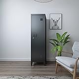 [en.casa] Einzelspind Kurikka Metallspind mit 2 Ablagen 137 x 38 x 38 cm abschließbar...