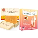 Plantifique Fußmaske - Anti Hornhaut Socken - 1 Paar Pfirsich Fußpeeling Maske & Turmeric & Kojic...