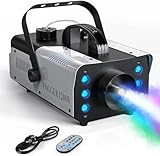 UKing 1200W Mini Nebelmaschine mit 6 RGB LED Steuerbaren Lichtern, Rauchmaschine mit Fernbedienung...