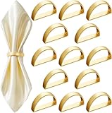 MEESOGA Serviettenringe Gold Metall Serviettenringe Set - 12Pack Elegante Halbrund Serviettenhalter...