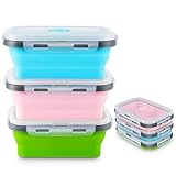 MINISOISO Faltbare Schüssel mit Deckel, 3 Stück Silikon Faltschüssel Outdoor, 500 ML Faltbare...