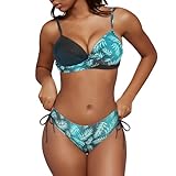 beifon Bikini Damen Set Push Up Sexy Zweiteiliger Badeanzug V Ausschnitt Bikini-Sets für Damen Mit...