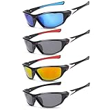 Utensilsto 4 Paar Sonnenbrille Herren Polarisiert Sport Sonnenbrille Fahrrad Sportbrille UV 400...