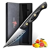 Purple Dragon Damast Schälmesser 8cm - Japanische Obstmesser mit VG10 Kernen - Kleine Küchenmesser...