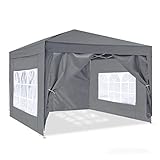 ISE 3x3m Garten Faltpavillon Pavillon inkl.Tragtasche,Gartenzelt,UV-Schutz 50+ mit 4 seitenteilen...