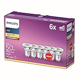 Philips LED Classic GU10 Lampen 6-er Pack (50 W), Reflektor LED Spots mit warmweißem Licht,...