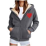 Générique Fleecejacke für Damen, warm – Fleecejacke für Damen mit Kapuze, Jacke, bedruckt,...