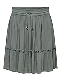 ONLY Damen Mini Volant Rock Kurzer A-Linien Chiffon Rüschen Skirt mit Tunnelzug Bund ONLIBIZA