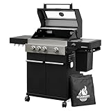 Feuergott Gasgrill Hektor 3B-S Edelstahl Gasgrillstation 3 Brenner, Infrarot Sear-Brenner,...