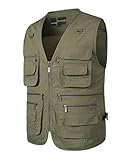 Yukirtiq Herren Anglerweste Outdoor Weste mit Vielen Taschen Schnelltrocknend Sommerweste...