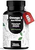 Omega 3 Kapseln Hochdosiert - 400 Kapseln mit 2000mg - EPA 360mg & DHA 240mg Fischöl pro...