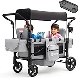 Sekey Bollerwagen Kinder Zwillingsmodus, Bollerwagen Faltbar mit Dach 2 Kinder, Duo Schiebegriff...